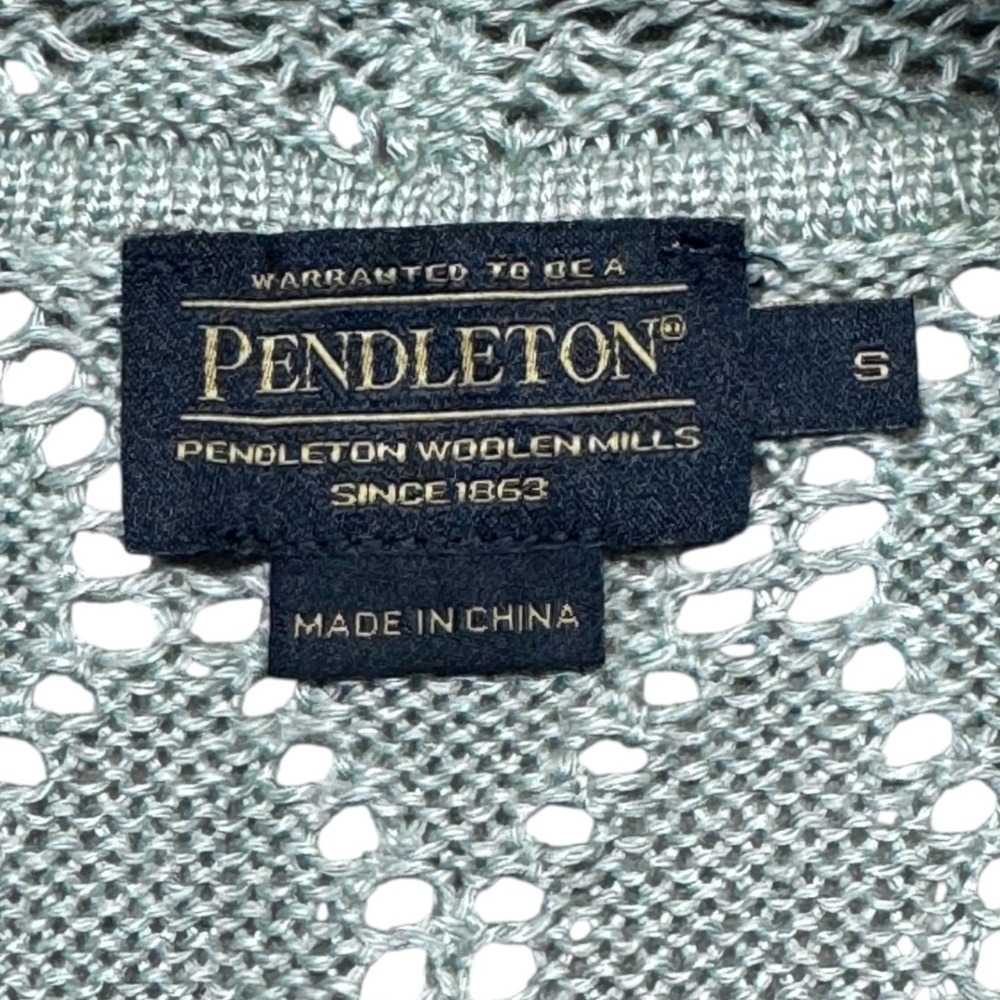 Pendleton Long Open Front Crochet Knit Cardigan S… - image 8